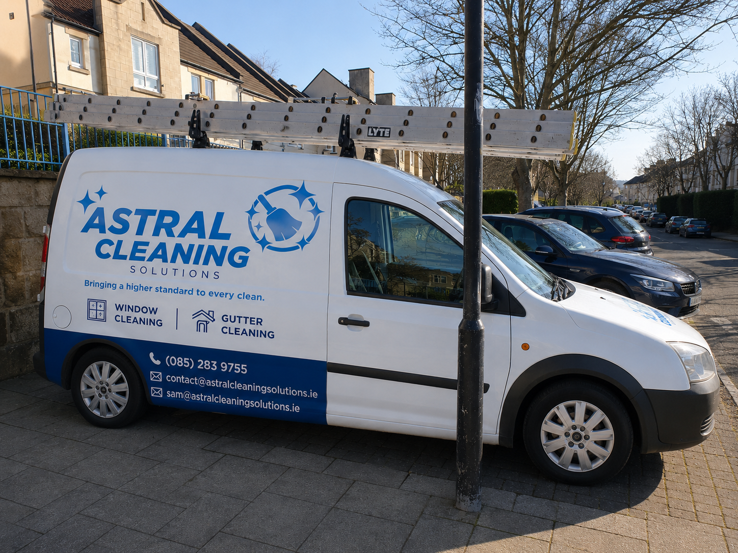 Astral Cleaning Solutions branded van on Dublin streets